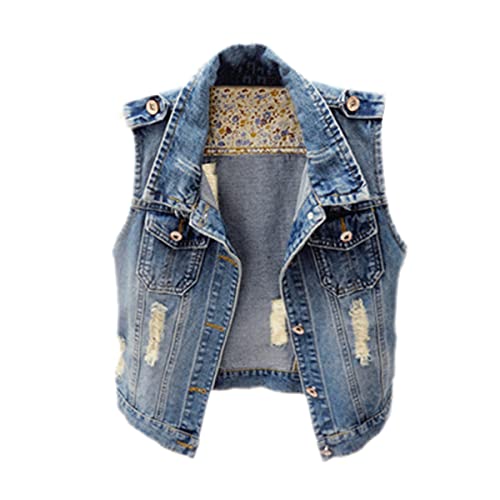 Veste courte sans manches en denim bleu parfait pour les soirées d'été