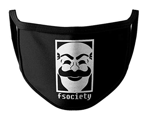 Cotton Face Mask - 'F Society' The Anonymous Mask - Face Mask, Reusable And Washable Mask, Unisex Mask, Dust Resistant, Splash Resistant, For Adults And Kids & Teens (7.5" x 4.5", White)