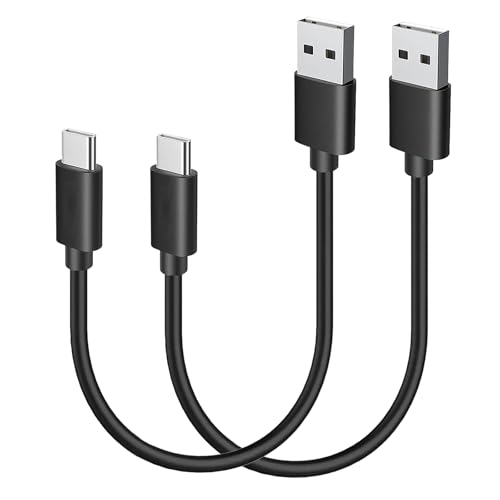 USB Type C ケーブル 0.3m 短い 2本セット【3A出力で超急速充電 / USB2.0準拠品 / 映像出力非対応 】LpoieJun タイプC (USB A to USB C)ケーブル 高耐久TPE素材 スマートフォン/タブレット/ゲーム機のタイプｃ機種に対応 ブラック