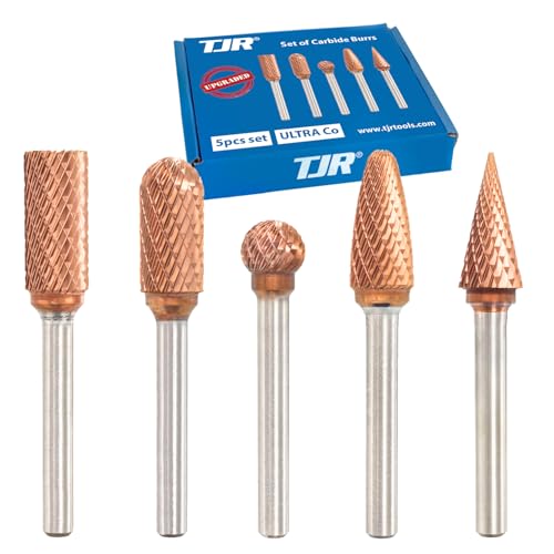TJR® ULTRA Co - Juego de 5 Brocas para Amoladora de 6mm - 1/4 de Pulgada, Lima Giratoria para Acero Inoxidable, Materiales Endurecidos, Aluminio y Madera - Ideal para Molienda, Desbarbado y Más