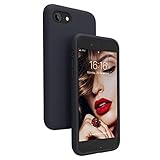 JASBON Compatible with iPhone 8 Case, iPhone 7 Case, Liquid Silicone Phone Case with Free Screen Protector Gel Rubber Shockproof Cover Full Protective Case for Apple iPhone 8 / iPhone 7-Black