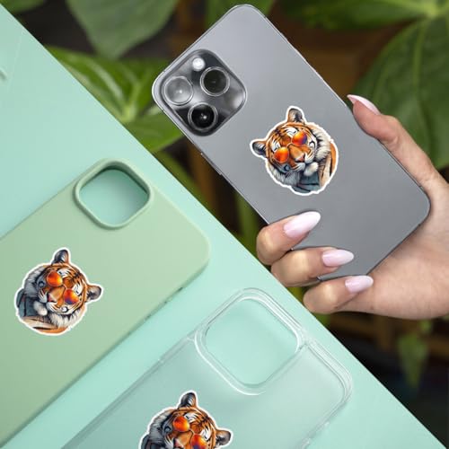 Image of 3PCS Cool Tiger Sticker Sunglasses Animal Decal for Laptop Water Bottle Car