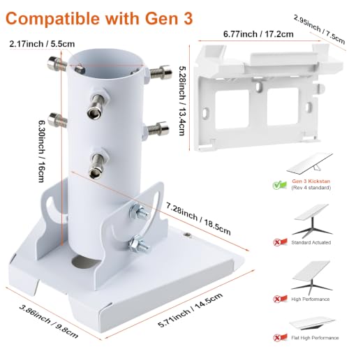 Starlink Gen 3 Mount Starlink Pole Mount Comes with router bracket Starlink Mounting Kit for Starlink Standard 4/4X/V3 fits masts from 1.1-2.1in (28-54mm) Adapte (White) by HKBZQC - Used condition - Image 2
