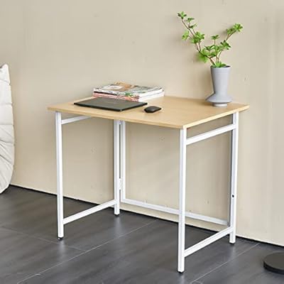 KR 折りたたみ テーブル 幅80×奥行60×高さ71cm 省スペース パソコンデスク おしゃれ 作業台 書斎 勉強机 学習デスク desk テレワーク pc デスク 在宅勤務 オフィスワーク (ナチュラル)