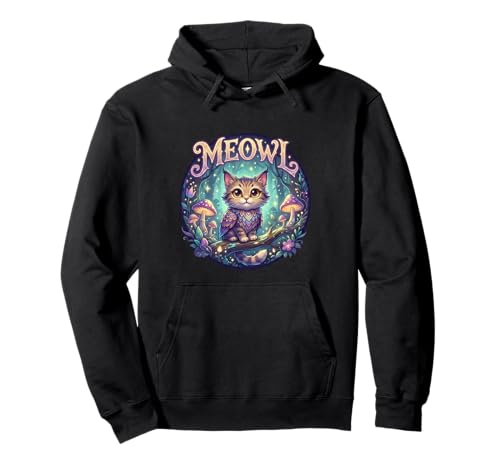 Meowl Cat Eule Meme Brainrot Kids Cursed Silly Gen Alpha Cute Pullover Hoodie