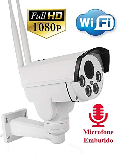 Camera Ip Wifi Ptz Externa Prova Dágua Internet Zoom Optico 10x 2MP Full HD 1080P + Grava Áudio SD P