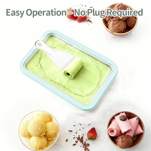 Leisuremix Rolled Ice Cream Maker, At-Home Instant Ice Cream Maker Machine Kit with 2 Spatulas, Parent-Child DIY for Ice Cream/Yogurt/Sorbet (Light Blue) by Leisuremix - Used condition - Image 5