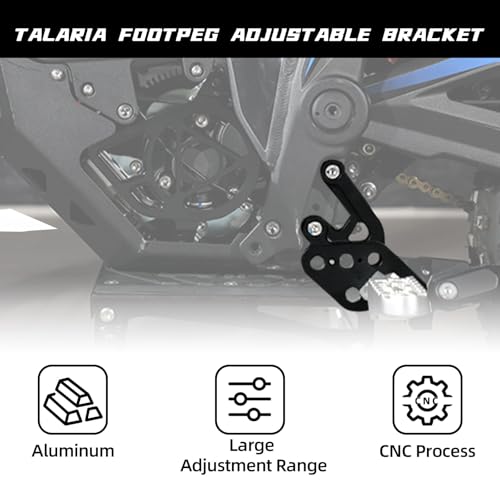 Image of CHANGCHENG CNC Aluminum Foot Pedal Brackets for Talaria Sting MX3 MX4 | Six Positions Adjustable Rest Bracket Brace Support for Talaria Sting MX3 MX4 Electric Dirt Bike Black