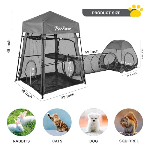image for PetEase Catio Outdoor Cat Enclosure, 3-in-1 Extra Large Portable Cat P