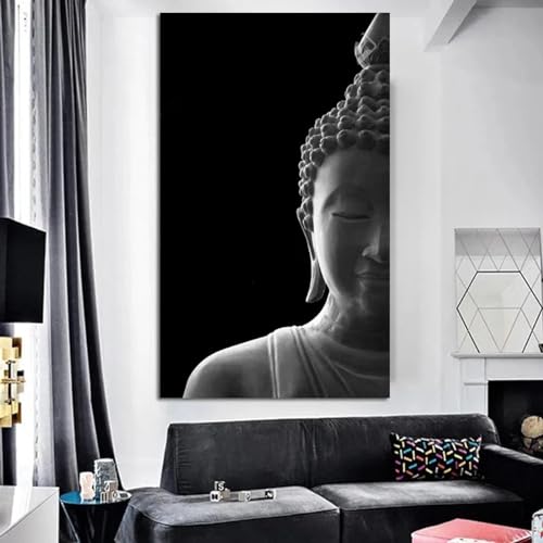 Image Bouddha moderne noir et blanc pour une atmosphère apaisante