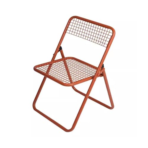 Chaise de salle à manger pliante orange avec son cadre en fer robuste