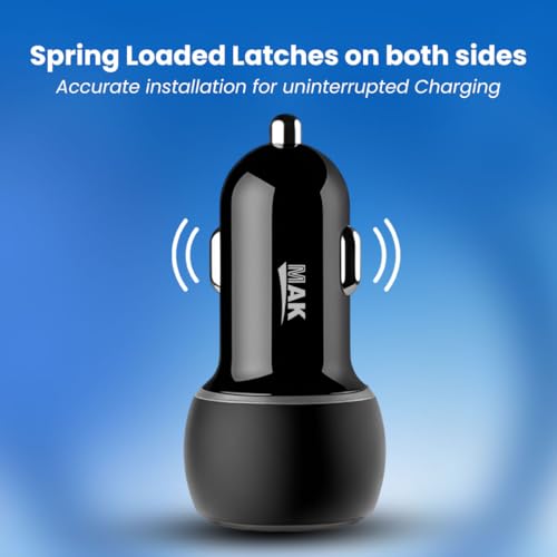 Image of MAK 80W Dual Port Fast Car Charger with Type-C & USB, LED Indicator, Metal Charging Adapter Compatible with iPhone, Samsung PD, PPS & Supports Dart, Dash, Warp, Vooc, SuperVooc 3.0 in Android (Black)