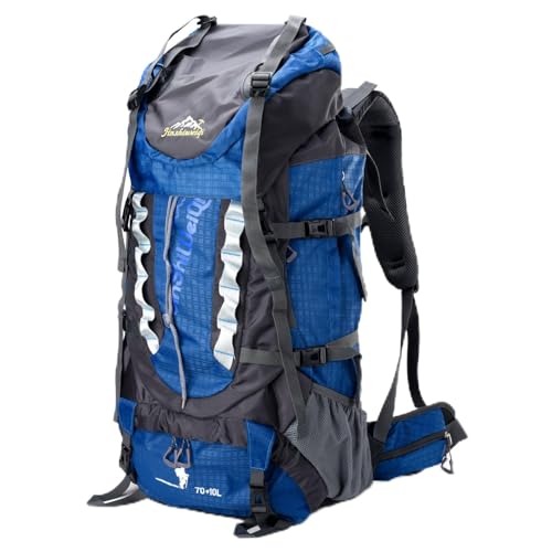 ACKO 80Liters Internal Frame Backpack Large Capacity Backpack High-Performance Backpack travel Outdoor Mountaineering Bag for Backpacking, Hiking, Camping, Hunting, Travel, and Outdoor Sports，Blue