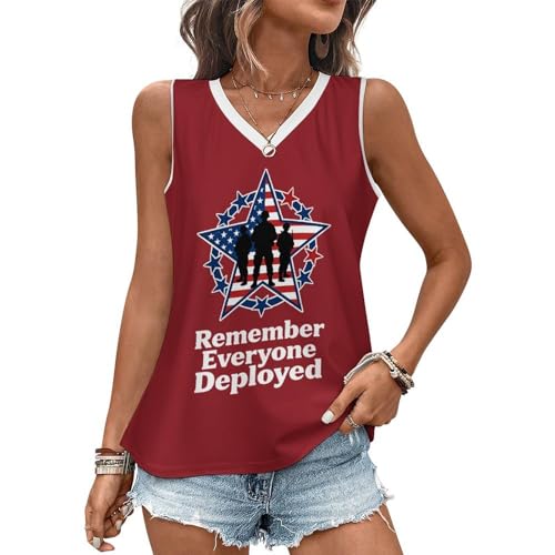 Remember Everyone Deployed V Neck Tank Support Our Troops Red Friday Tank Tops Fashion Graphic Tshirts 2XL