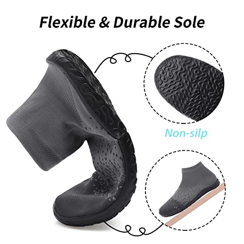 Skaso Sock Shoes Barefoot Minimalist Shoes Men And Women Slip On Comfortable Breathable For Swimming Gym Running Grey Black Men And Women Size 13-14'' } #TOP3