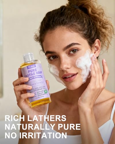 Image of Yoken EWG Lavender Castile Soap Liquid 8oz, Travel Size with Organic Oils