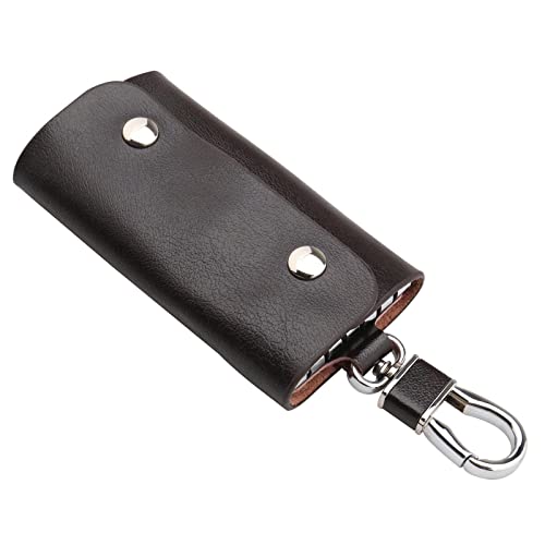 Be In Your Mind Tragbare Leder-Schlüsseletui-Halter-Organizer-Aufbewahrungstasche mit 6 Schlüsselhaken und Schlüsselanhänger-Druckknopf zum Aufhängen von Schlüsseln 10,5 x 5,5 cm Kaffee Cover