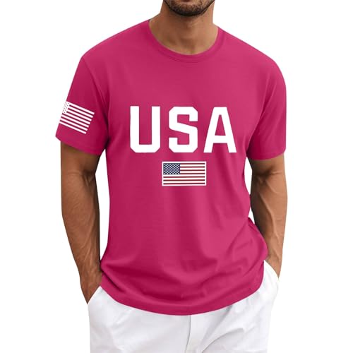 Maglietta da uomo Happy 4th of July Independence Day, in morbido cotone elastico, traspirante, per il tempo libero, lo sport, l'estate, Rosa caldo, M Maglietta da uomo Happy 4th of July Independence Day, in morbido cotone elastico, traspirante, per il tempo libero, lo sport, l'estate, Rosa caldo, M