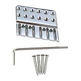 OVSAL Brass Guitar String Locking Nut Fanned-fret Guitar Bridge String Locks for Headless 6 String Electric Guitar Replacement Parts （Chrome)