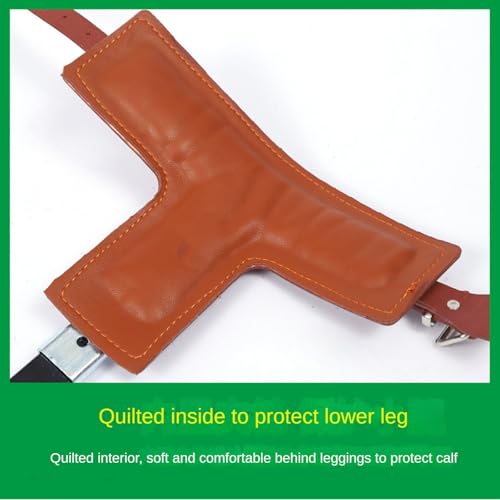 Hebilla de pie de escalada de cuero, acero al carbono forjado ajustable con correas de cuero de vaca antideslizantes y guantes a prueba de puñaladas para cosecha al aire libre