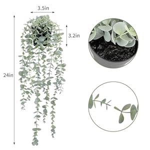 COCOBOO 2pcs Artificial Hanging Eucalyptus Plants for Shelf Fake Potted Plant Fake Drooping Plant for Wall Room Home Patio Indoor Outdoor Decor