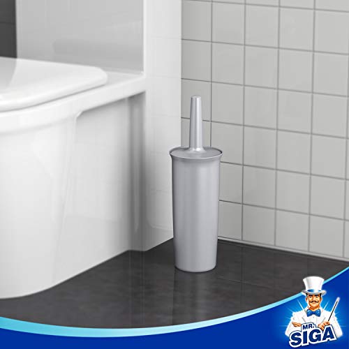 Image of MR.SIGA Toilet Bowl Brush and Holder for Bathroom, Silver, 1 Pack
