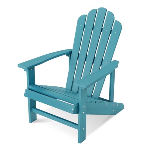 Image of Psilvam Classic Adirondack Chair, Standard-Sized Poly Lumber Fire Pit Chair, 350Lbs Support Weather Resistant Patio Chairs for Garden, Party, Beach(Blue)
