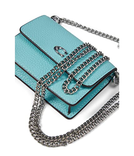 Coach Refined Calf Leather Half Flap Card Case Faded Blue One Size #TOP3