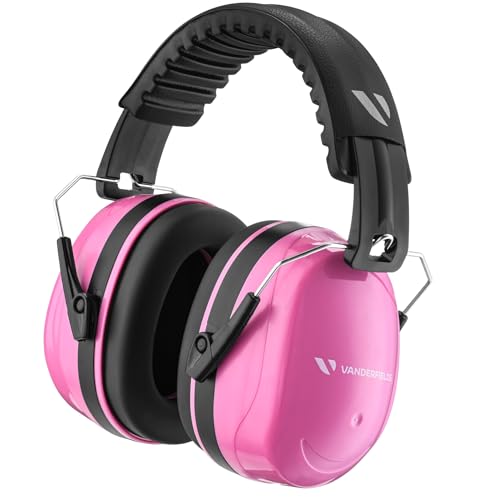 Vanderfields Casque antibruit de protection auditive premium - Réduction du son à large spectre 36,1 ​dB à 2 ​K ​Hz - Casque anti-bruit - Adultes + Adolescents - Double rose