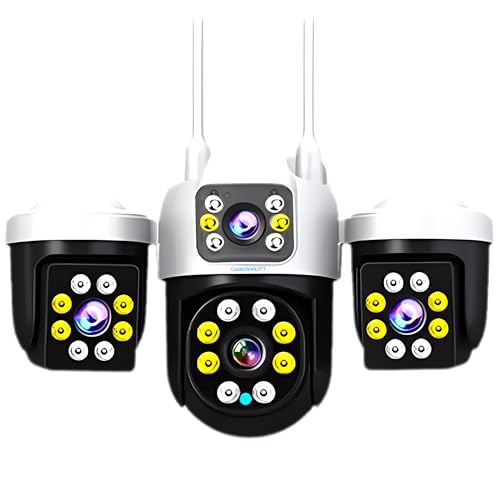 Image of XUGA K9A 9MP 3 Lens PTZ 4G Sim Wireless Outdoor CCTV Camera with Three Side View | 360 | Night Vision | Motion Detection| Siren Alarm| Outdoor | Gym | Farm | Home | Use Air-Tel 4G Sim