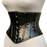 OH WEARS Halloween Underbust Black PVC Corset Steel Boned Waist Trainer Steampunk Perfect Hourglass Figure (UK, Alpha, L, Regular, Regular, 1, Black) - Image 7