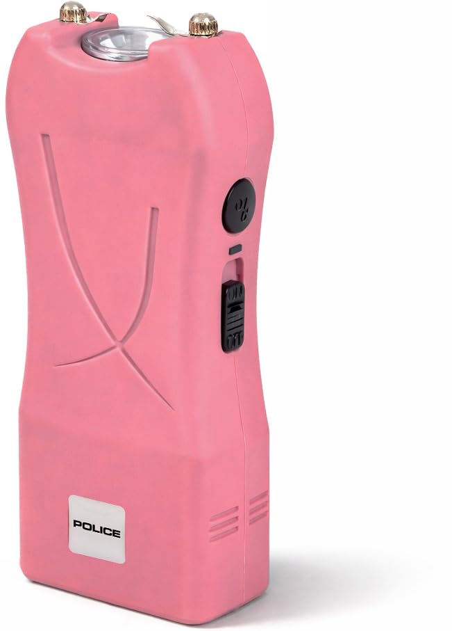 Police Stun Gun for Self Defense 398 – High Voltage Mini Rechargeable with LED Flashlight, Compact & Heavy Duty – Personal Security for Women Men – Pink