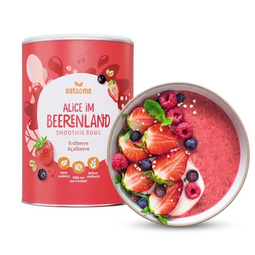 OATSOME® Alice Im Beerenland | Smoothie Bowl Mit Acai & Erdbeeren | 100% Natürlich, Vegan & Ohne Zuckerzusatz + Zusatzstoffe | Einfache Zubereitung | Frühstück | Superfoods | Gefriertrocknung | 400g