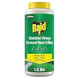 Raid Outdoor Wasp Ground Nest Killer, Dust Insecticide for Outside Household Use on Wasps, Fast-Working, Easy-to-Use and Odorless, 24 oz