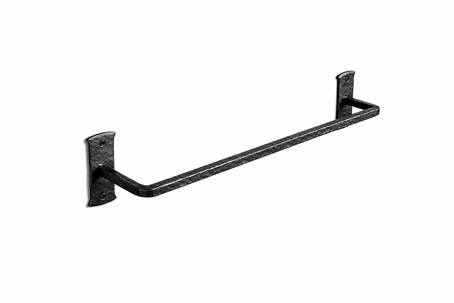 Blacksmith Handmade Wrought Iron Towel Rail – Wall Mounted Bathroom & Kitchen Towel Bar, Hammered Black Finish, Includes Screws & Fixings – Durable Rustic Hand-Forged Steel Rail - Square Finish