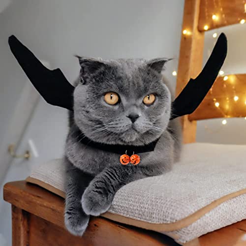 Dog Bat Wings Costume For Halloween Pet Party Cosplay Decoration For Cat Dogs Puppies Bat Dress Wear A Bell For Cats Pets Puppy Accessories （With Pumpkin Bells） (# 1, Small) #TOP3