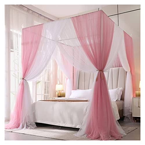 Mosquitera con 4 dosel para cama grande de dos metros decorativa rosa de dormitorio 2