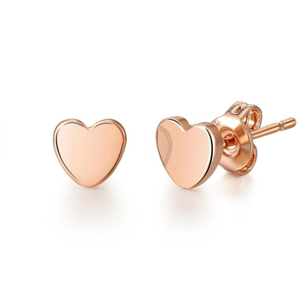 Rose Gold Plated Heart Stud Earrings