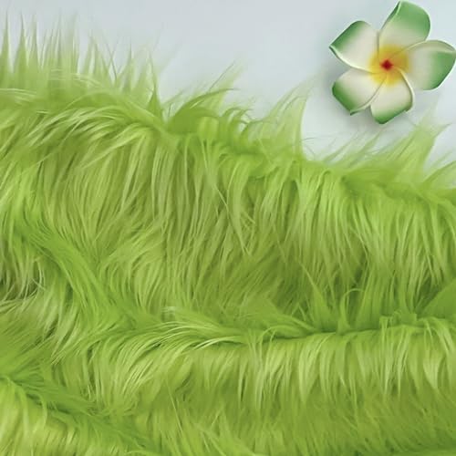 Bianna Lime Green Faux Fur Fabric, by The Yard, American Seller, Luxury Shag Shaggy Material for Crafting, Sewing, Costumes, Fursuits, Home Decor (8x8 inches)