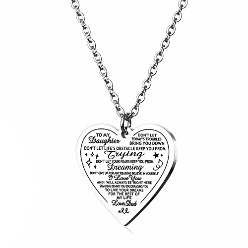 HOFOYA Inspirational Heart-Shape Pendant I Love You Necklace Jewelry for Women Teens,Mother's Day Birthday Christmas Gifts for Daughter from Dad Mom.