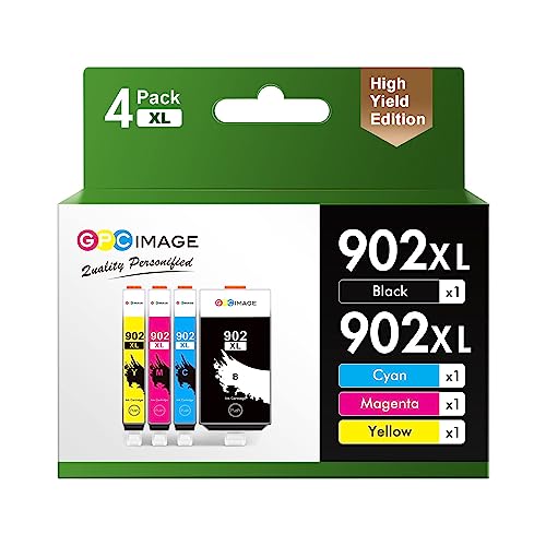 Gpc Image Compatible Ink Cartridge Replacement For Hp 902Xl 902 Ink Cartridges To Use With Officejet 6978 6968 6962 6958 6970 6950 6960 Printer Tray (Black, Cyan, Magenta, Yellow, 4 Pack) #TOP11