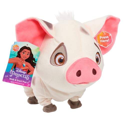 Disney Princess Moana Walk & Snort Pua Plush, Sounds, Movement, Stuffed Animal, Pig, Kids Toys for Ages 3 Up by Just Play