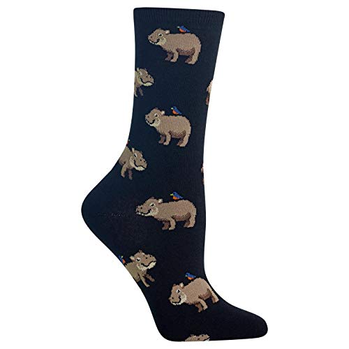 Hot Sox Womens Hippo Crew Socks, Womens Shoe Size 4-10.5, Blush3