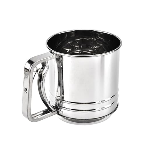 Flour Sifter, Stainless Steel Large Capacity Sieve with Handle for Coffee Icing Sugar Cake Flour (Easy to Clean)