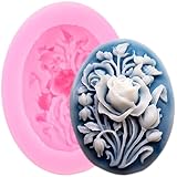 YIHUOMOLDS Cameo Picture Frame Silicone Molds Rose Flower Fondant Mold For Cake Decorating Cupcake Topper Chocolate Candy Gum Paste Polymer Clay