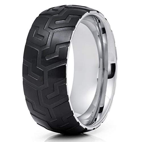 Black Tungsten Wedding Ring,Black Tungsten Ring,Tungsten Carbide Ring,Anniversary Ring,Men & Women,Tire Design Ring,Tungsten Carbide Ring,Men's Wedding Ring,Comfort Fit