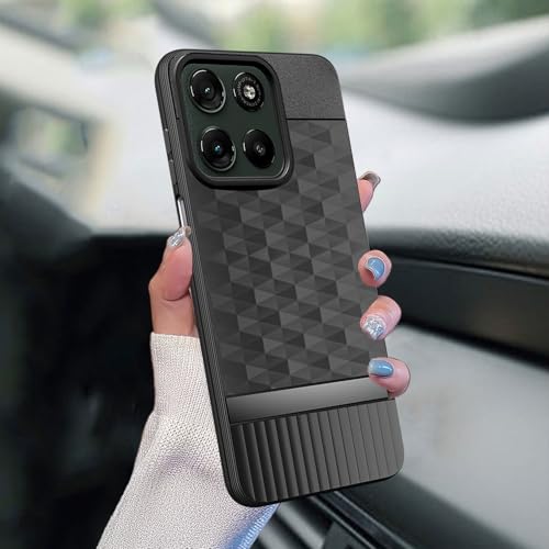 Image of Back Cover for Motorola Moto G57 Power 5G Camera Protection 3D Hexa Cube Design Silicone Protective Bumper Back Case for Motorola Moto G57 Power 5G - Black