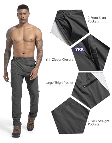 Gartenboker Men'S Lightweight Hiking Cargo Work Pants Quick Dry Water Resistant Fishing Travel Climbing Outdoor Stretch Pants Dark Grey 36 thumb #4