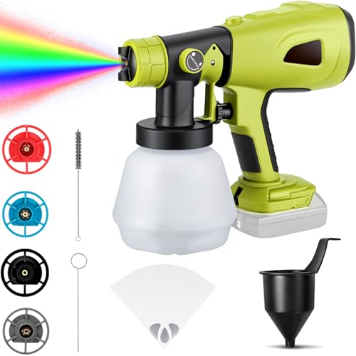 Cordless Paint Sprayer Compatible with Ryobi 18V Battery, Electric Paint Sprayer with4 Nozzles and 3 Spray Patterns, 1000ML Container for Painting, Furniture, House Wall, Ceilings