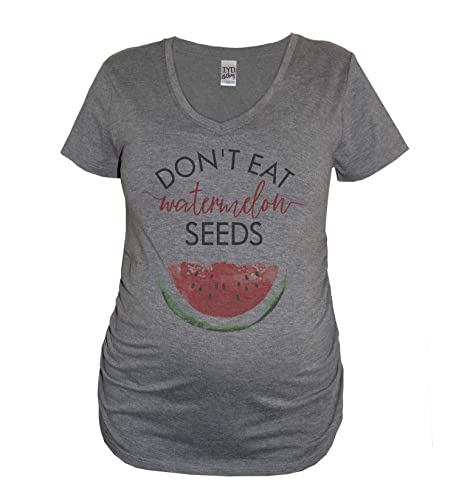 Don't Eat Watermelon Seeds Maternity Women's Tri-Blend Pregnancy Announcement V Neck Shirt (Medium) Heather Gray #TOP6
